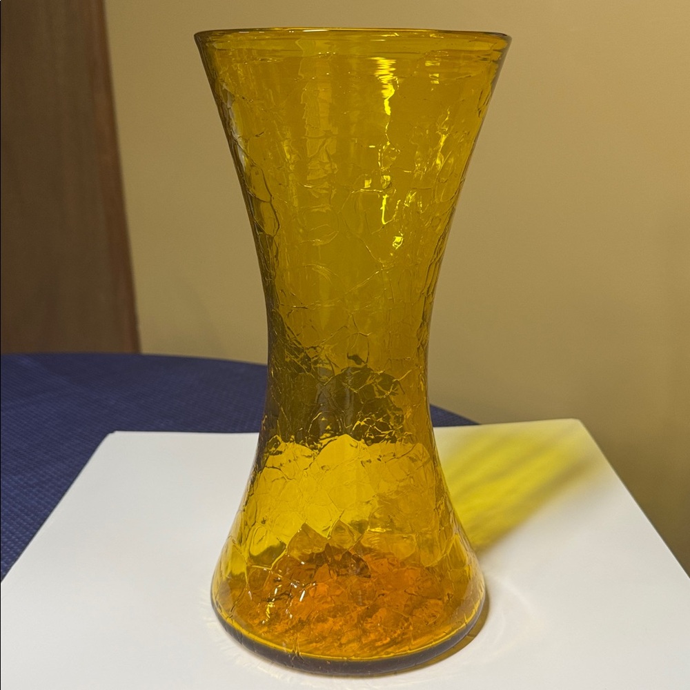 BLENKO SHEAF VASE WAYNE HUSTED #5519 Jonquil Crackle Selenium Glow 12.25" tall